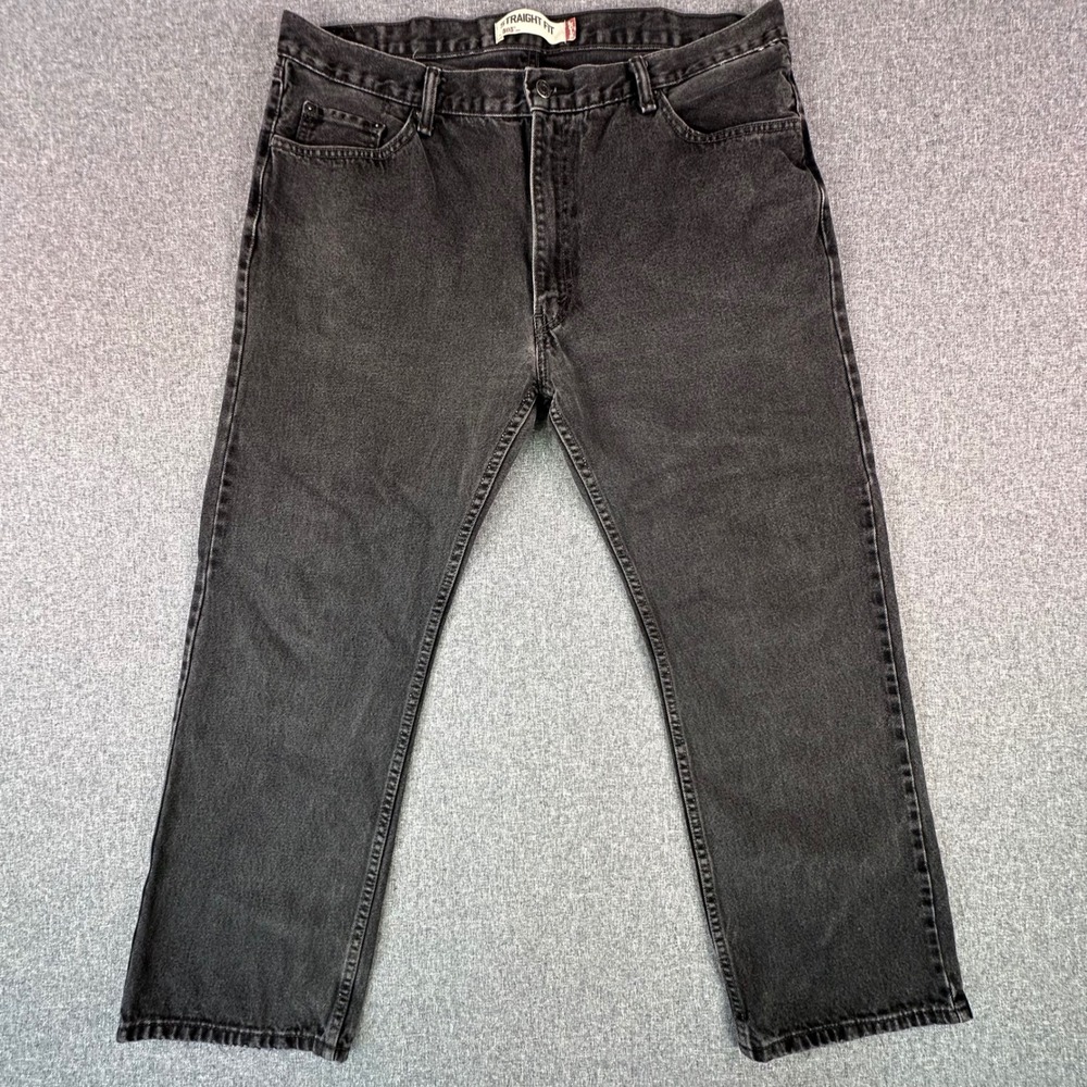 Levi's Jeans Mens 42x30 505 Straight Fit Faded Black Vintage Denim